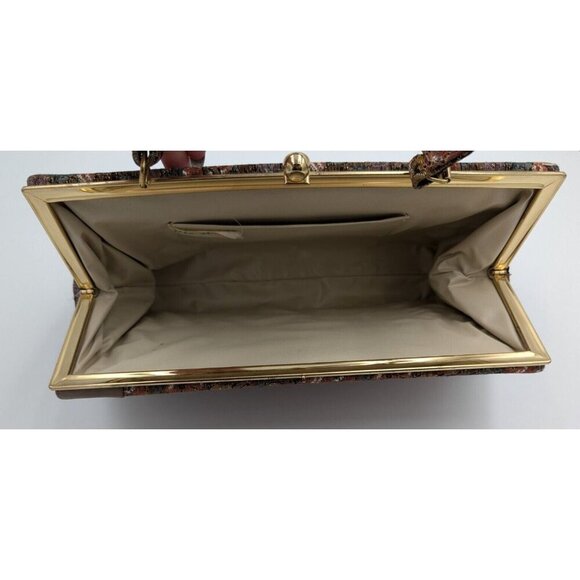 Vintage 80s Floral Print Woven Tapestry Purse Handbag Life Stride - Picture 9 of 11